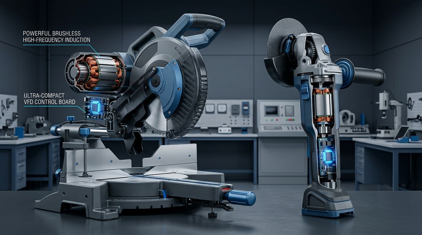 Embedded VFD Motor in Miter Saw and Angle Grinder